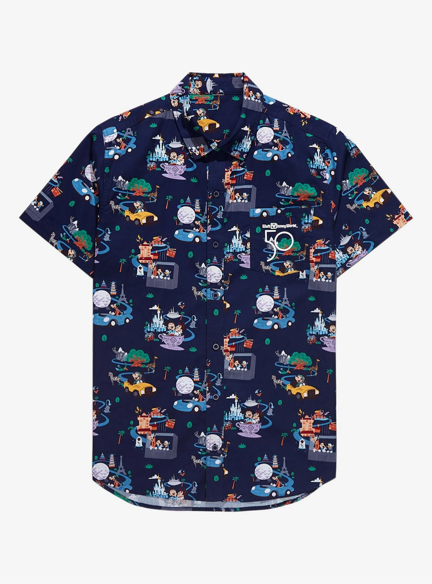 Disney Walt Disney World 50th Anniversary Rides & Attractions Woven Button-Up - BoxLunch Exclusive 3 Disney Walt Disney World 50th Anniversary Rides & Attractions Woven Button-Up - BoxLunch Exclusive
