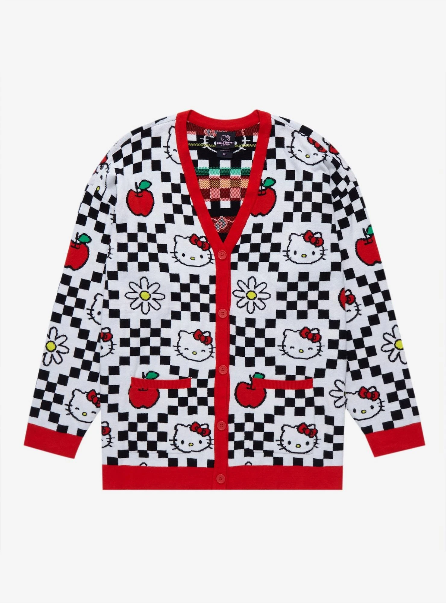 Sanrio Hello Kitty Checkered Cardigan - BoxLunch Exclusive 3 Sanrio Hello Kitty Checkered Cardigan - BoxLunch Exclusive