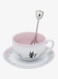 Studio Ghibli Kiki’s Delivery Service Jiji Teacup & Spoon Set - BoxLunch Exclusive -Cozy Mode Store 18250377 av2
