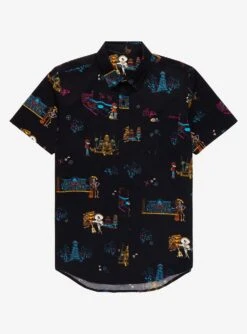 Disney Pixar Coco Land Of The Dead Scenic Woven Button-Up - BoxLunch Exclusive