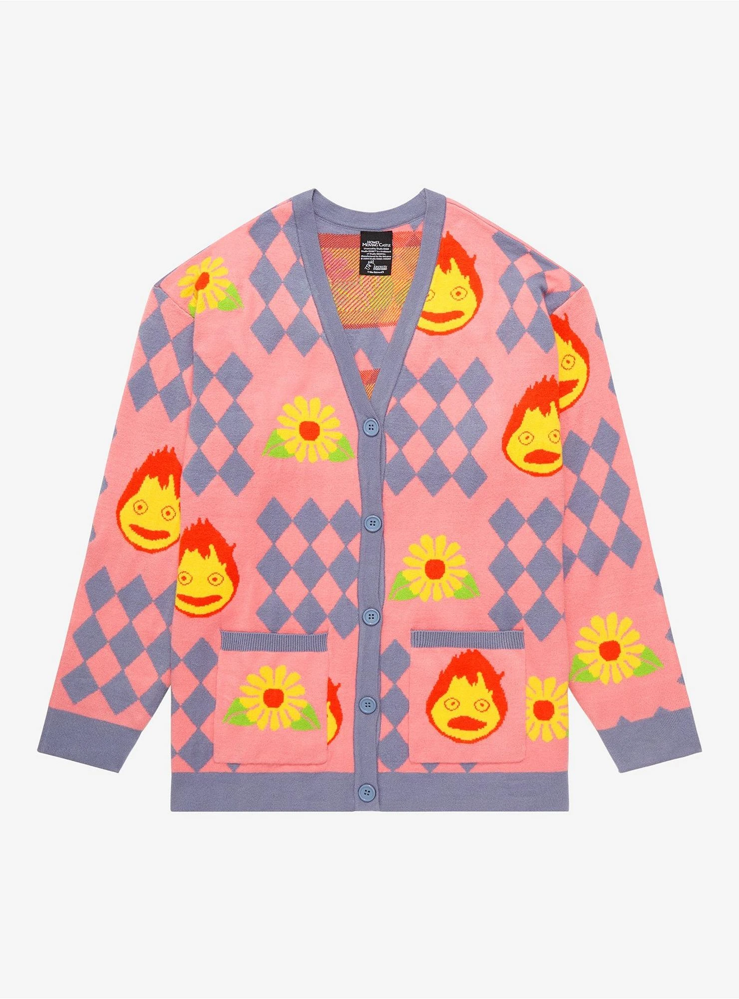 Studio Ghibli Howl's Moving Castle Howl's Diamonds & Calcifer Women's Plus Size Cardigan - BoxLunch Exclusive 2 Studio Ghibli Howl's Moving Castle Howl's Diamonds & Calcifer Women's Plus Size Cardigan - BoxLunch Exclusive