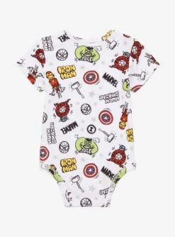 Marvel Avengers Sketch Art Character Portrait Allover Print Infant One-Piece - BoxLunch Exclusive -Cozy Mode Store 18814937 av1