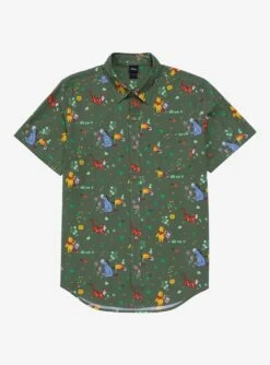 Disney Winnie The Pooh Earth Day Allover Print Woven Button-Up - BoxLunch Exclusive