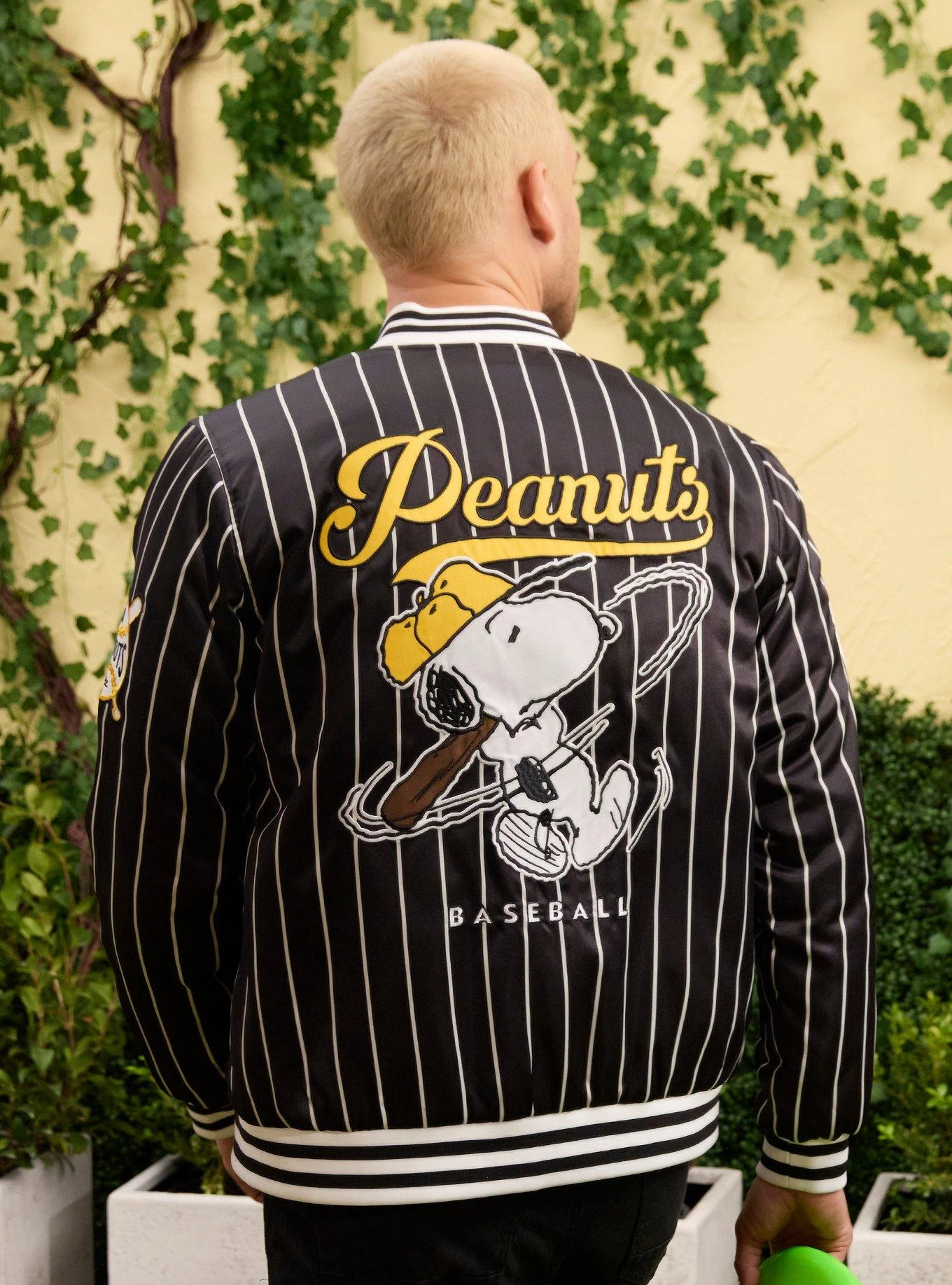 Peanuts Baseball Vintage Striped Bomber Jacket — BoxLunch Exclusive 3 Peanuts Baseball Vintage Striped Bomber Jacket — BoxLunch Exclusive