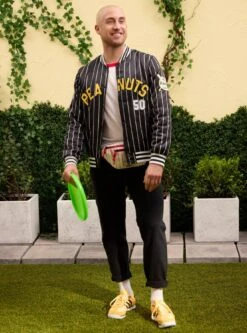 Peanuts Baseball Vintage Striped Bomber Jacket — BoxLunch Exclusive 15 Peanuts Baseball Vintage Striped Bomber Jacket — BoxLunch Exclusive -Cozy Mode Store 33369655 av2 1