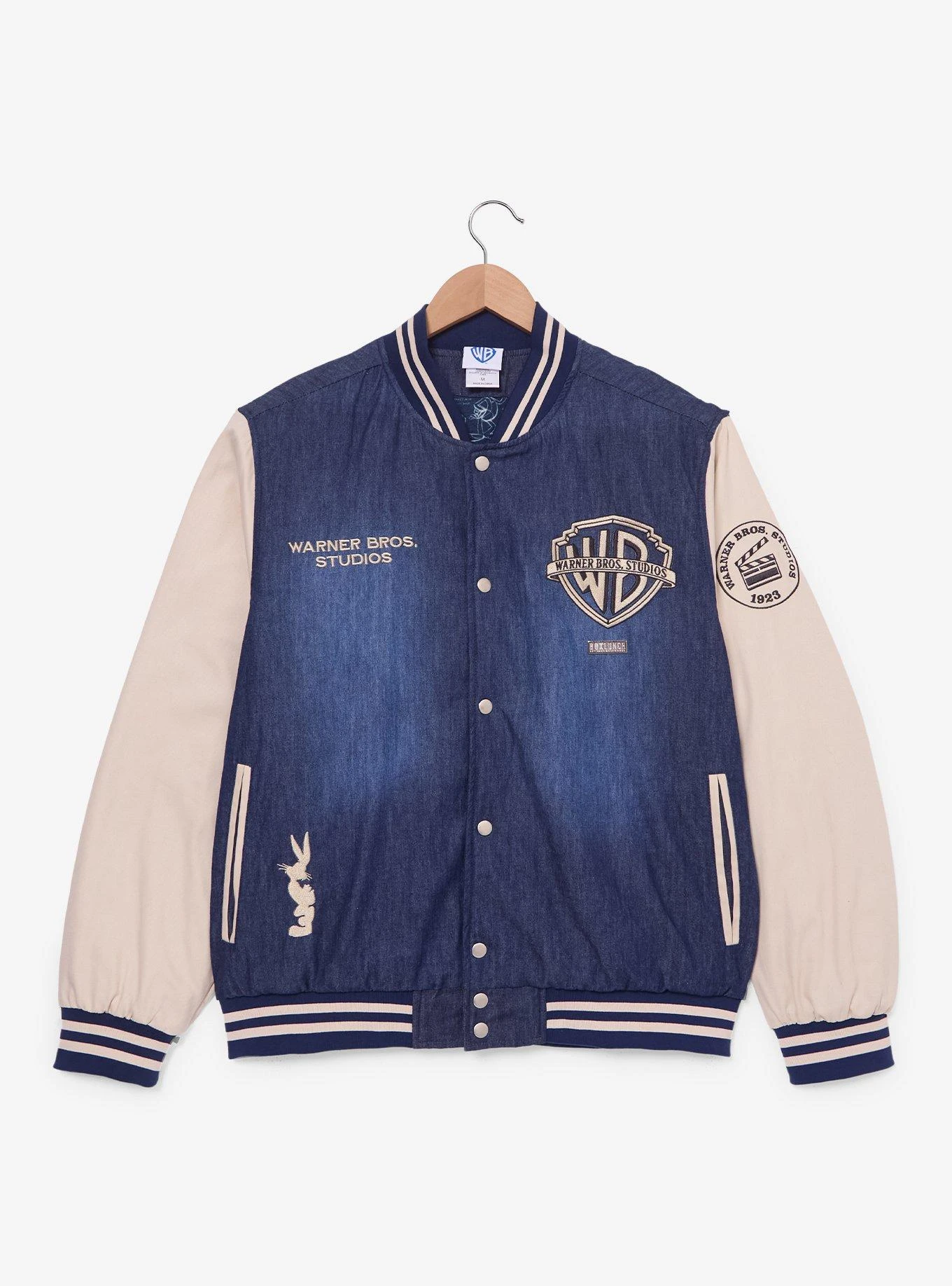 Warner Bros. Studios Denim Varsity Jacket (BoxLunch 10th Anniversary) — BoxLunch Exclusive 4 Warner Bros. Studios Denim Varsity Jacket (BoxLunch 10th Anniversary) — BoxLunch Exclusive - Image 2