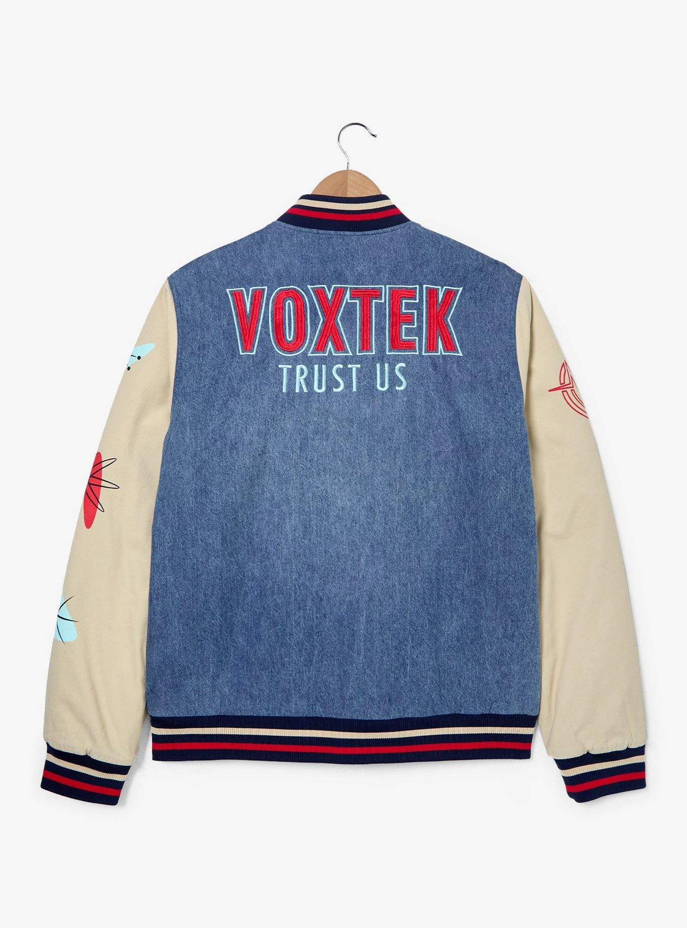 Hazbin Hotel Voxtek Vintage Denim Varsity Jacket — BoxLunch Exclusive 7 Hazbin Hotel Voxtek Vintage Denim Varsity Jacket — BoxLunch Exclusive - Image 5