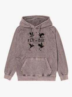 Fourth Wing Fly Or Die Mineral Wash Hoodie